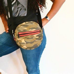 Green Camouflage handmade Sporty  handmade crossbody purse.